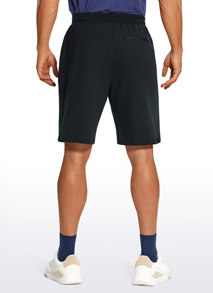 CRZ YOGA Men's Lounge Bermuda Amenity Sweat Shorts Pockets 9'' Black
