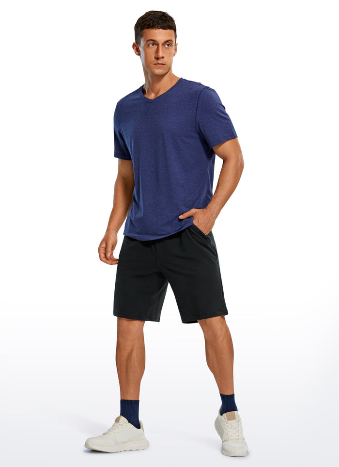 CRZ YOGA Men's Lounge Bermuda Amenity Sweat Shorts Pockets 9'' Black