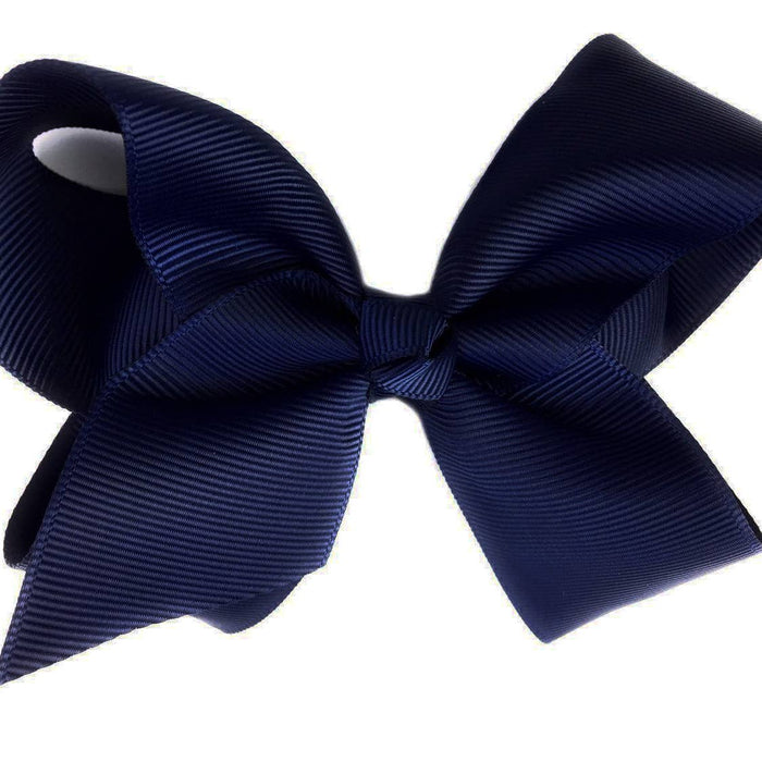 Americana Grosgrain Ribbon Bow w/ Alligator Clip - Navy - Wee Bee Baby Boutique