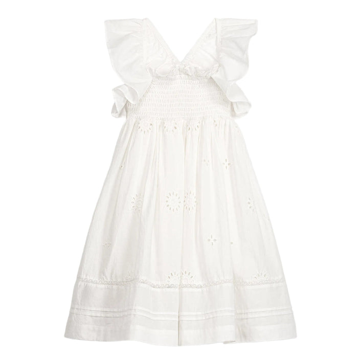 Anaya Dress Cotton Off White Schiffli
