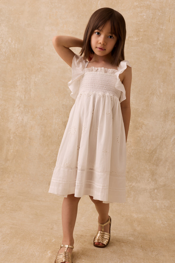 Anaya Dress Cotton Off White Schiffli