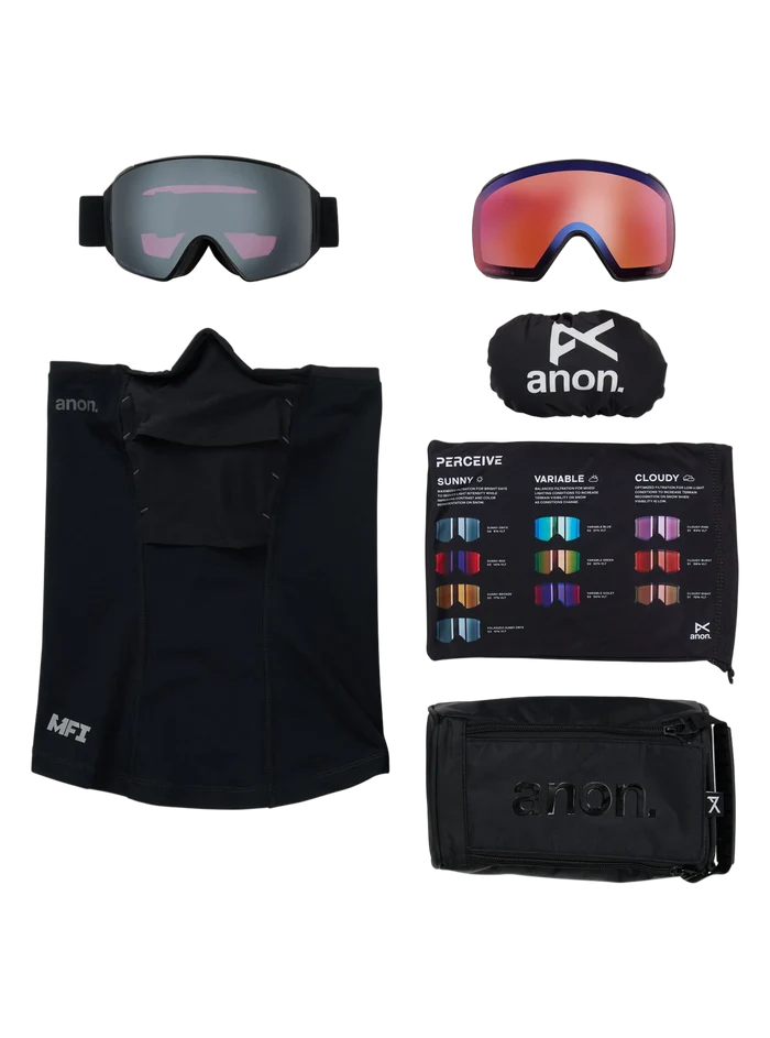 Product image of Anon M4 Goggles (Toric) + Bonus Perceive Lens + MFI® Face Mask[Variant:Frame: Smoke, Lens: Perceive Sunny Onyx (6% / S4), Spare Lens: Perceive Variable Violet (34% / S2)]