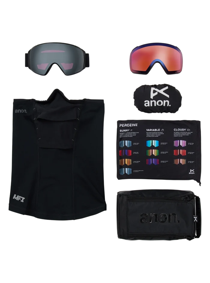 Product image of Anon M4S Goggles (Toric) + Bonus Lens + MFI® Face Mask[Variant:Frame: Smoke, Lens: Perceive Sunny Onyx (6% / S4), Spare Lens: Perceive Variable Violet (34% / S2)]