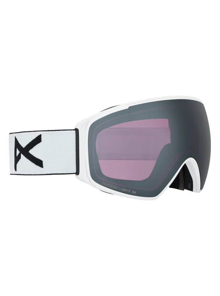 Product image of Anon M4S Goggles (Toric) + Bonus Lens + MFI® Face Mask[Variant:Frame: White, Lens: Perceive Sunny Onyx (6% / S4), Spare Lens: Perceive Variable Violet (34% / S2)]