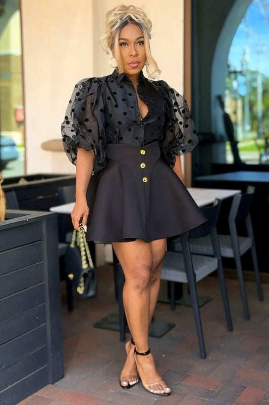 Antoinette Statement Button Flare Skirt