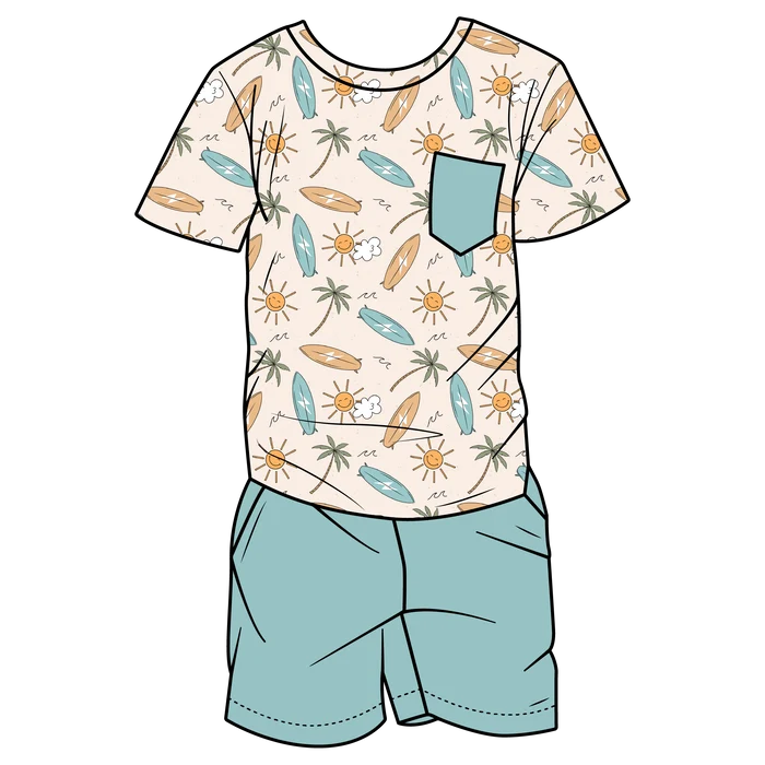 Asher Surfing Bamboo Youth Tee & Shorts Set