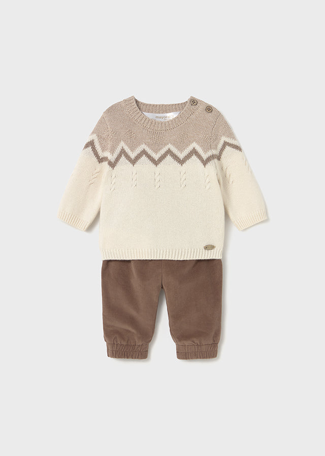 Baby 2-Piece Pants and Sweater Set - Cocoa Brown - Wee Bee Baby Boutique