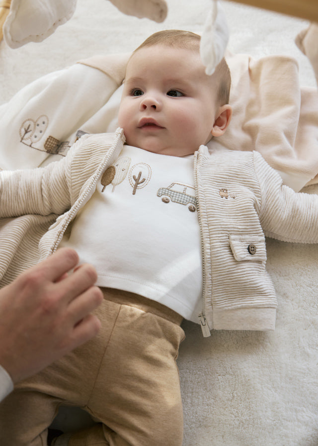 Baby 3-Piece Tracksuit - Toffee Car - Wee Bee Baby Boutique