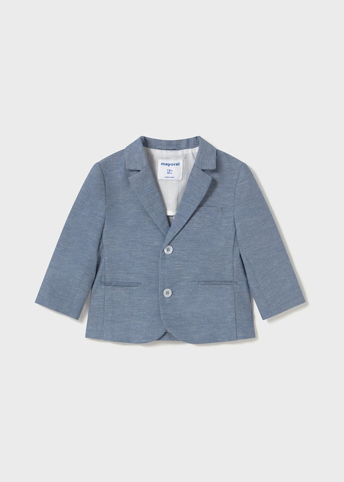 Baby + Boy Linen Blazer - Stream Blue - Wee Bee Baby Boutique
