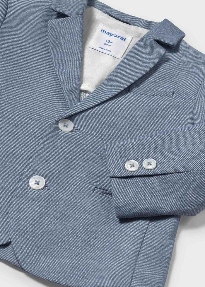 Baby + Boy Linen Blazer - Stream Blue - Wee Bee Baby Boutique