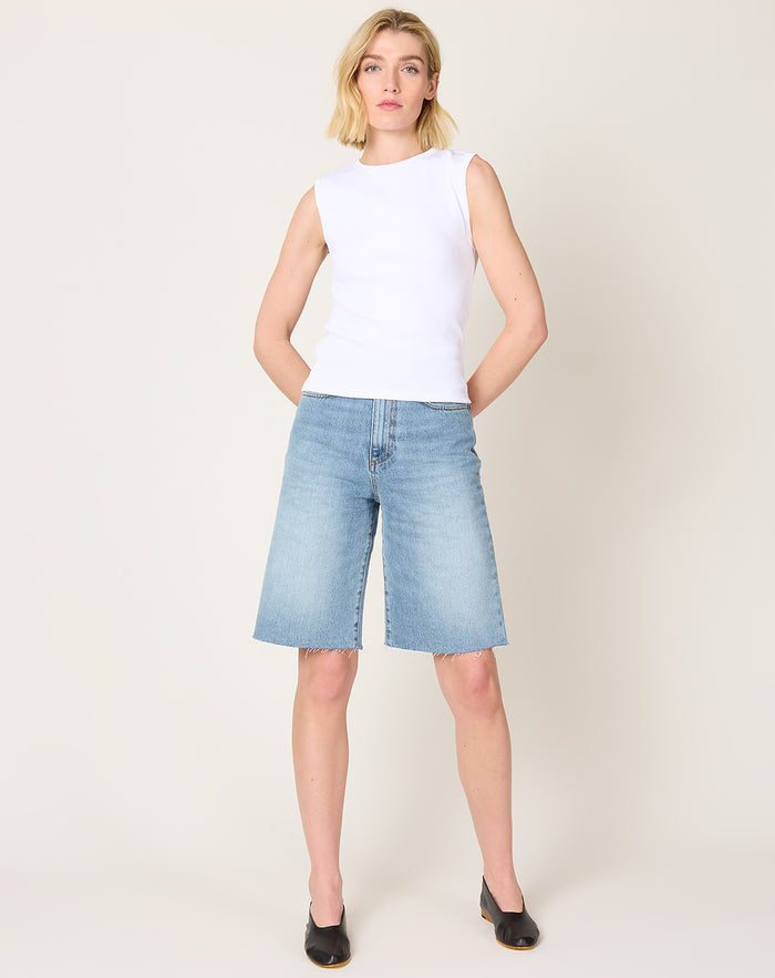 Róhe Baggy Fit Denim Shorts in Classic Blue