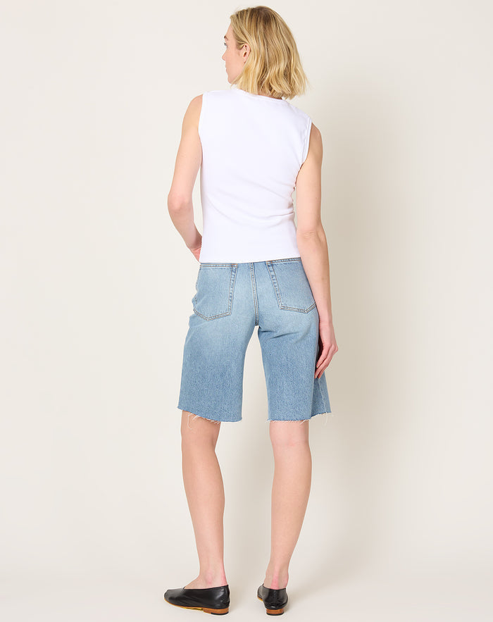 Róhe Baggy Fit Denim Shorts in Classic Blue