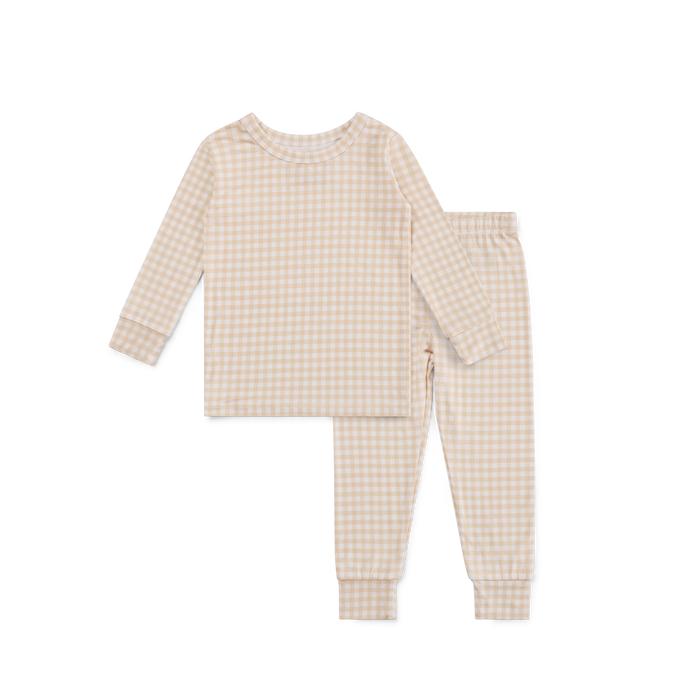 Bamboo Toddler Pajama Set - Sandstone Gingham