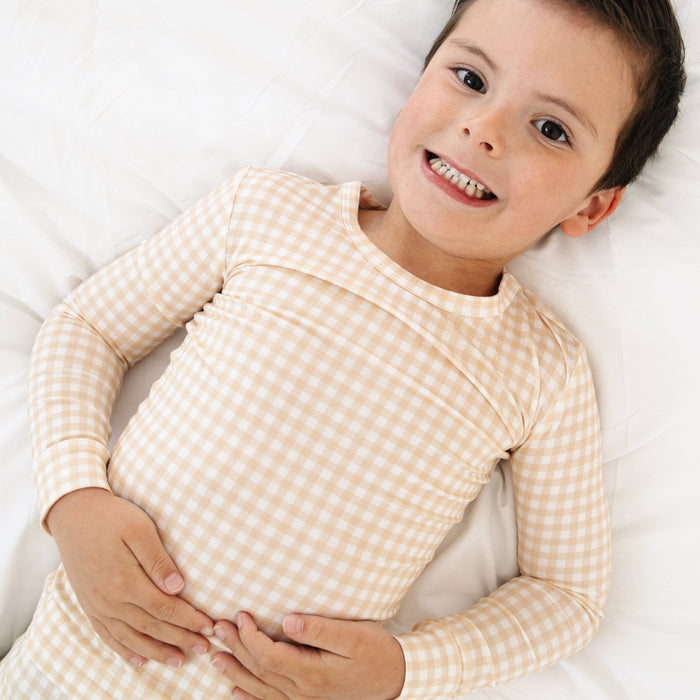 Bamboo Toddler Pajama Set - Sandstone Gingham