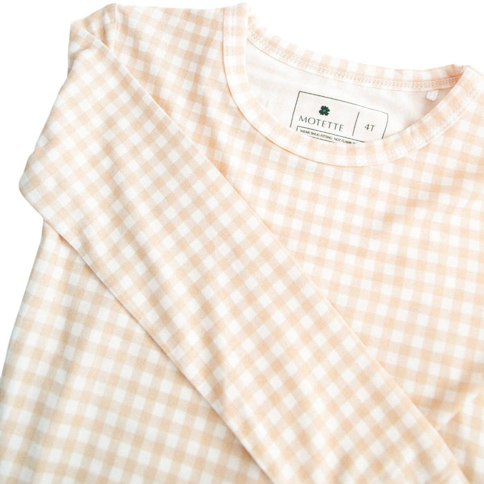 Bamboo Toddler Pajama Set - Sandstone Gingham
