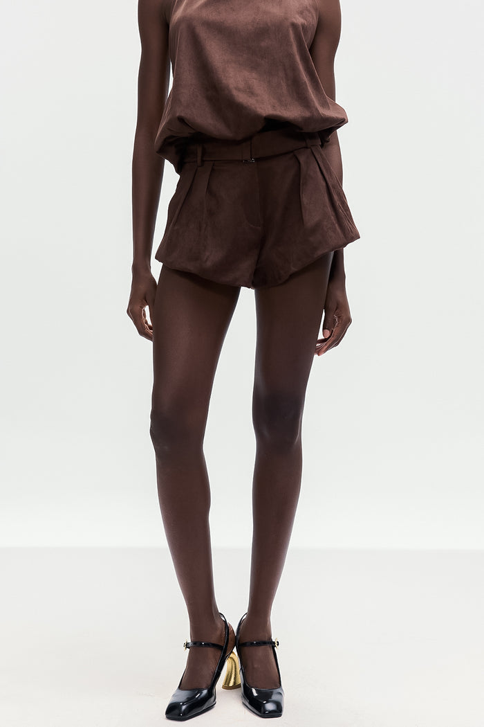 Bartolomea Suede Buckle Mini Pants