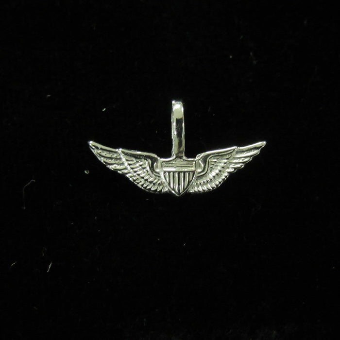 Basic Aviator Wing 3/4" White Gold Pendant