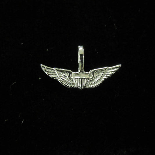 Basic Aviator Wing 3/4" White Gold Pendant