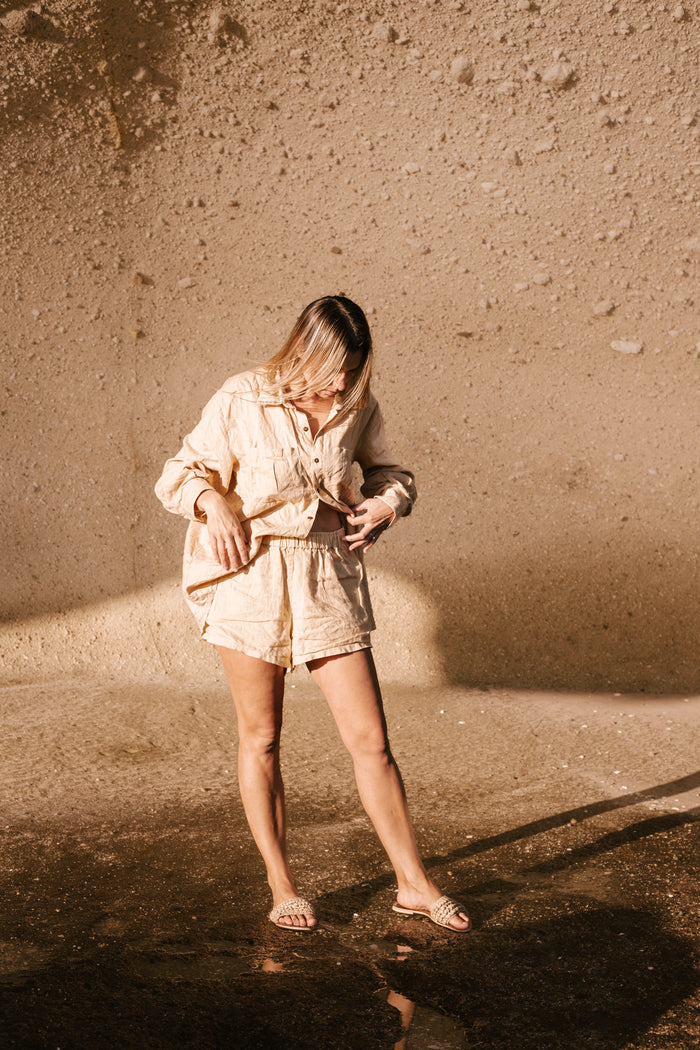 Beige Linen Shorts