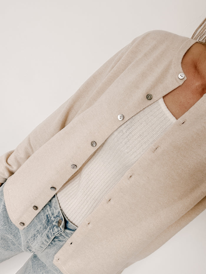 Beige Pure Cashmere Cardigan