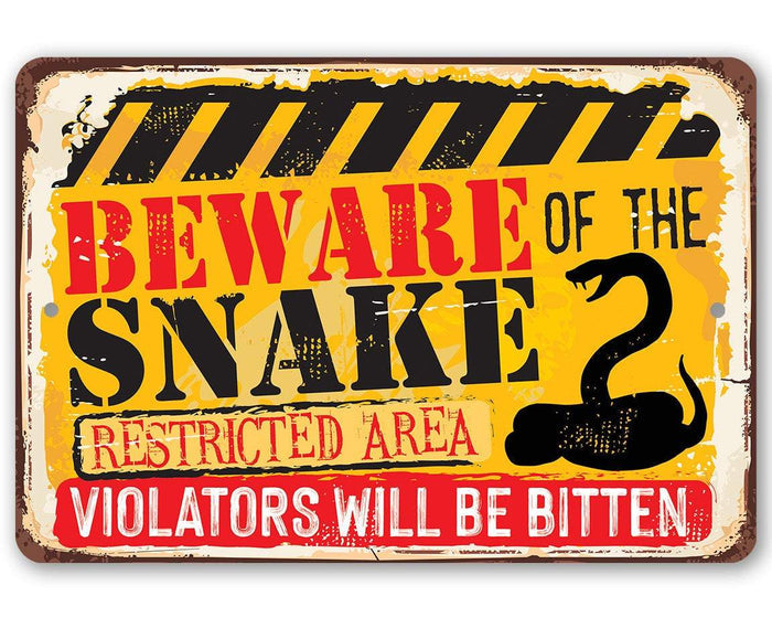 Beware Snake - Metal Sign | Lone Star Art.