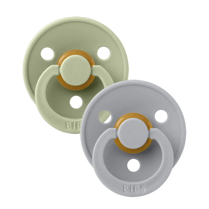 Bibs 2-Pacifiers Sage, Cloud 6/18 m