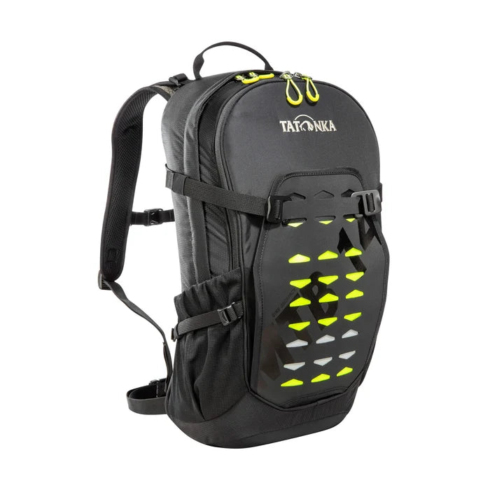 תרמיל רכיבה שחור Tatonka Bike MTB 14 עם מערכת גב רשת מתוחה ומתקן לקסדה.