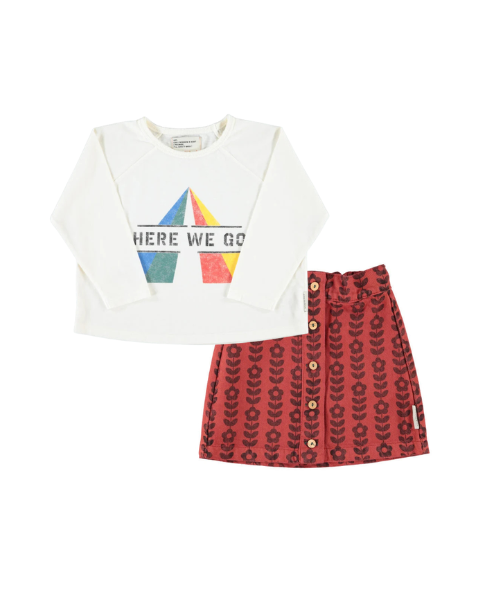 Black Flowers Short Skirt Bordeaux