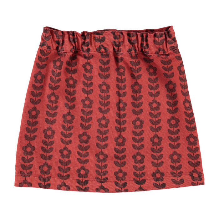 Black Flowers Short Skirt Bordeaux