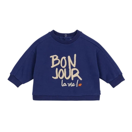 "Bonjour La Vie" Baby Sweater Marine