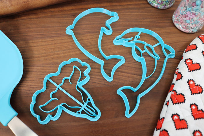 Bottlenose Dolphins Cookie Cutters - Bottlenose Dancing, Bottlenose Face, Bottlenose Outline, Dolphin with Ball, Detailed Bottlenose Cutter