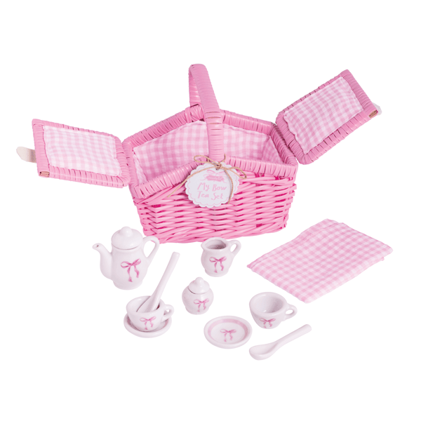 Bow Tea Set and Basket - Wee Bee Baby Boutique