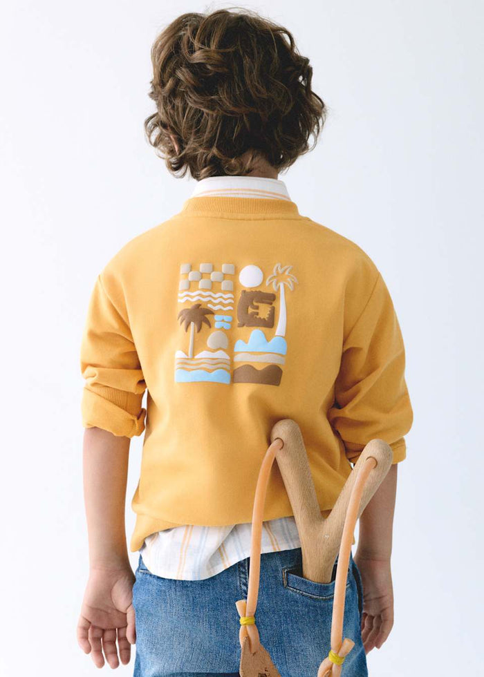 Boy Beach Sweatshirt - Peach - Wee Bee Baby Boutique
