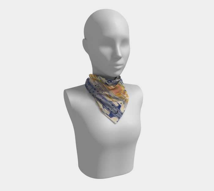 "Bruce County Winter" Square Scarf ( Buff, Peach, Blue, Yellow)