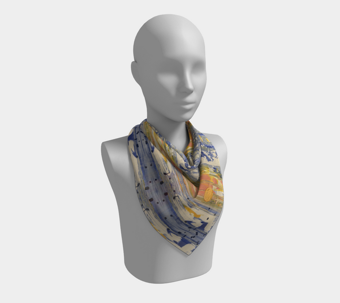 "Bruce County Winter" Square Scarf ( Buff, Peach, Blue, Yellow)