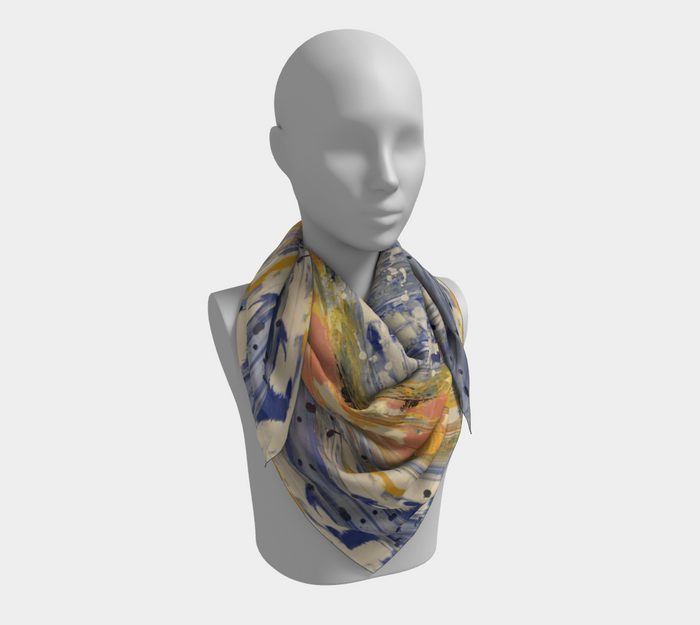 "Bruce County Winter" Square Scarf ( Buff, Peach, Blue, Yellow)