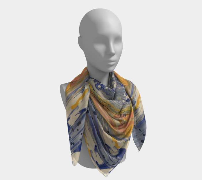 "Bruce County Winter" Square Scarf ( Buff, Peach, Blue, Yellow)