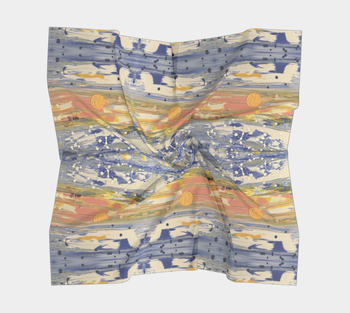 "Bruce County Winter" Square Scarf ( Buff, Peach, Blue, Yellow)