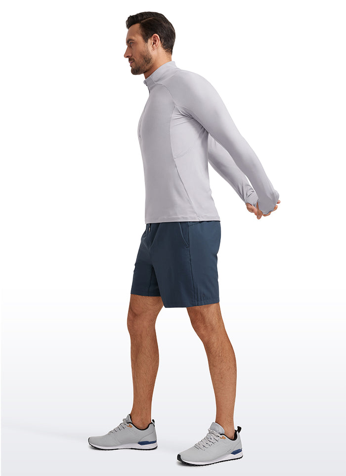 CRZ YOGA Men's Run Slim Fit Brushed Half Zip Long Sleeve Thumbhole Gull Gray