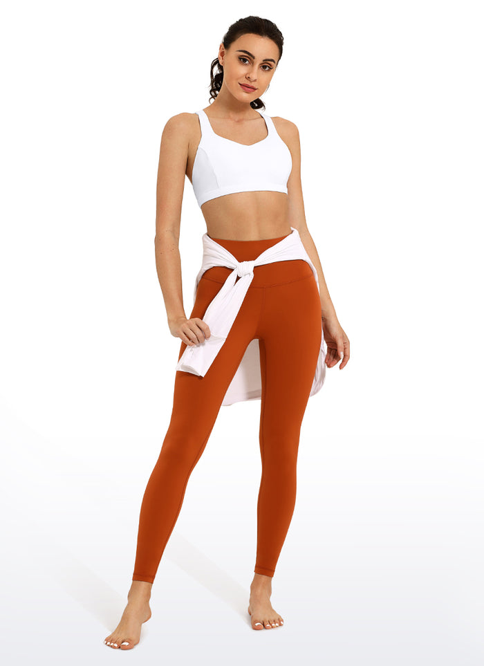 CRZ YOGA Women's Yoga Light Support Brushed Nakedfeel Strappy Bra White