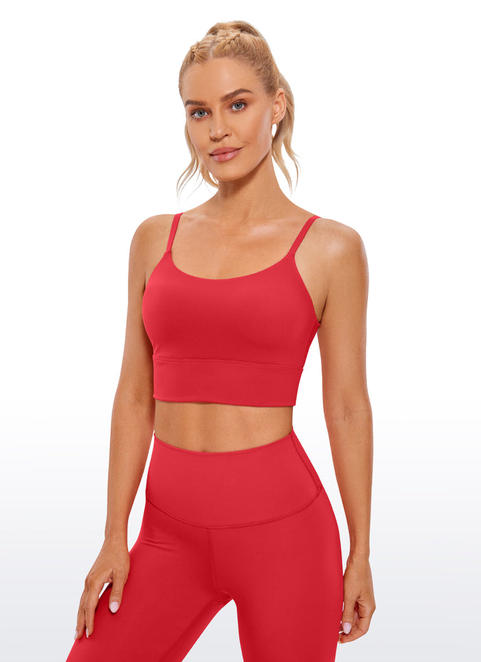 CRZ YOGA Women's Yoga Light Support Longline Bra Adjustable Straps Crimson
