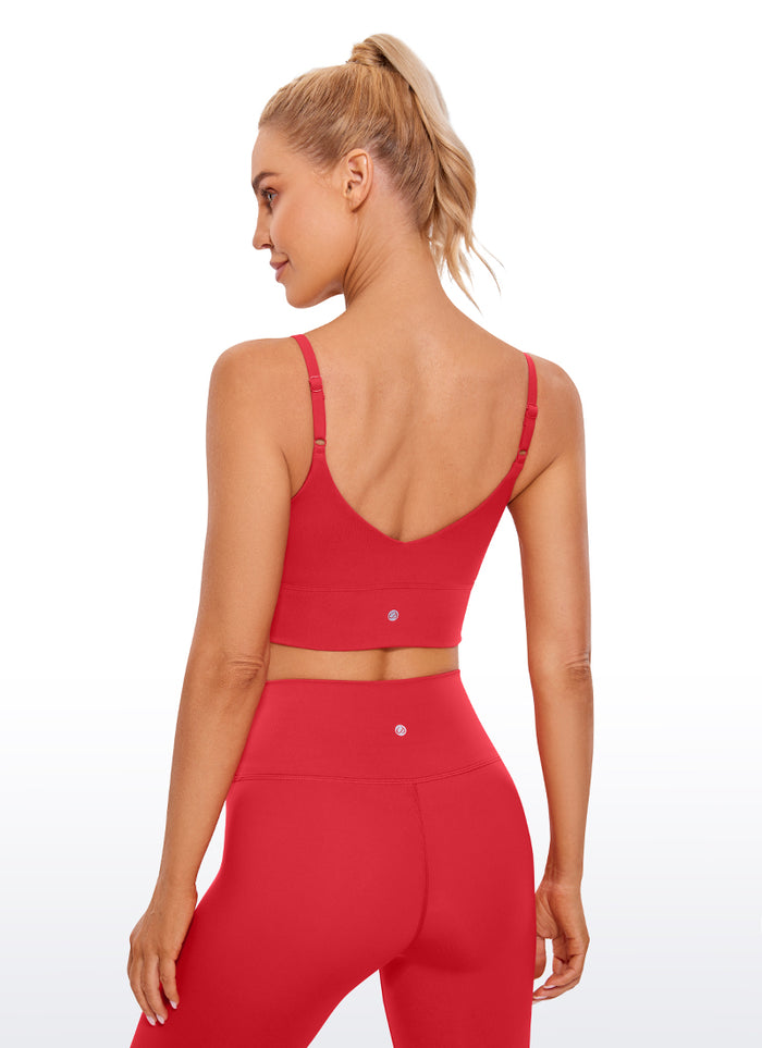 CRZ YOGA Women's Yoga Light Support Longline Bra Adjustable Straps Crimson