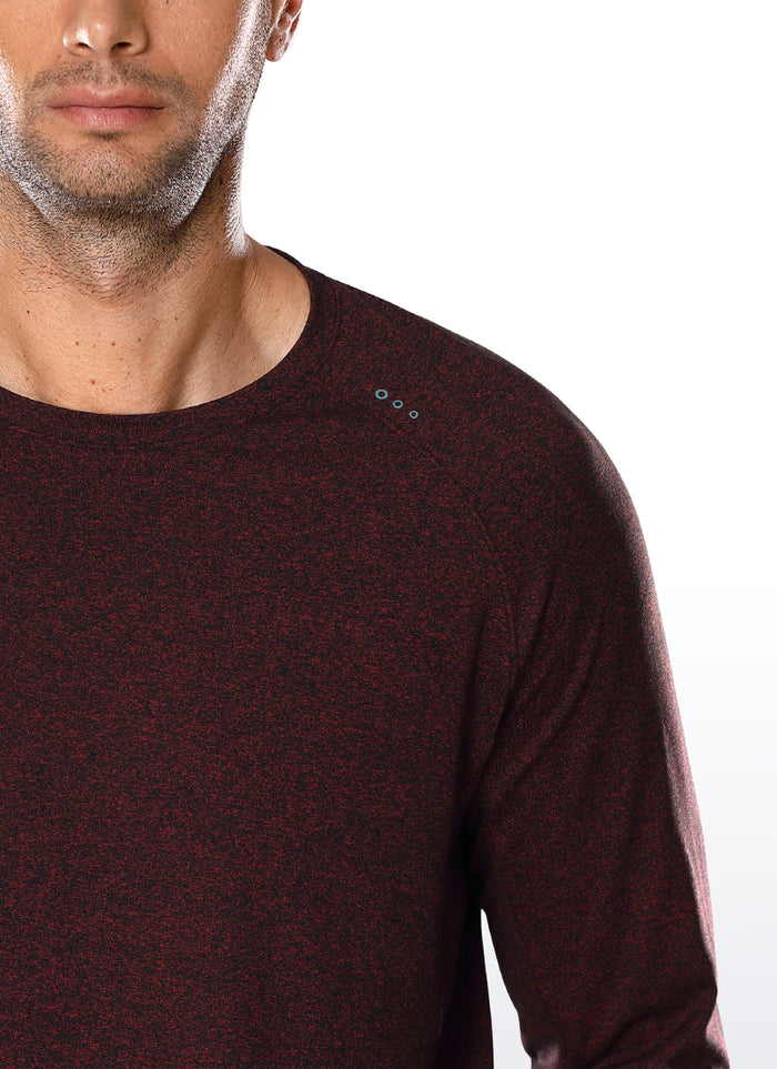 CRZ YOGA Men's Train Slim Fit Shirts Brushed Slim-Fit Long Sleeves Dark Red Heather