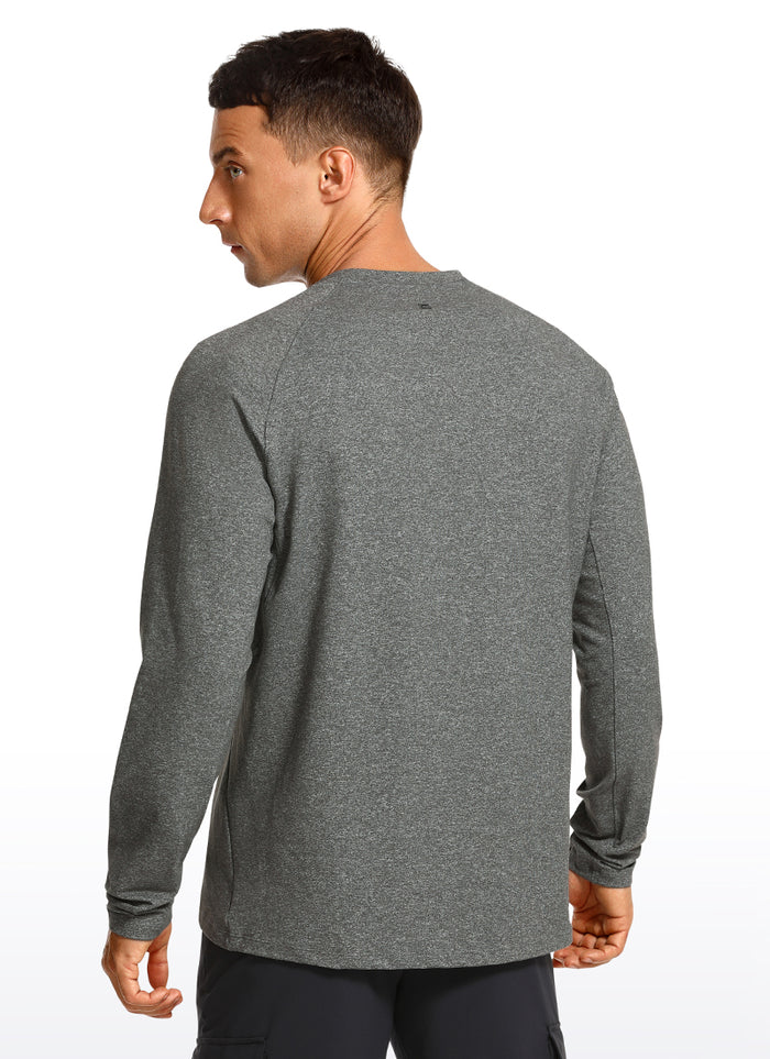CRZ YOGA Men's Train Slim Fit Shirts Brushed Slim-Fit Long Sleeves Grey Heather