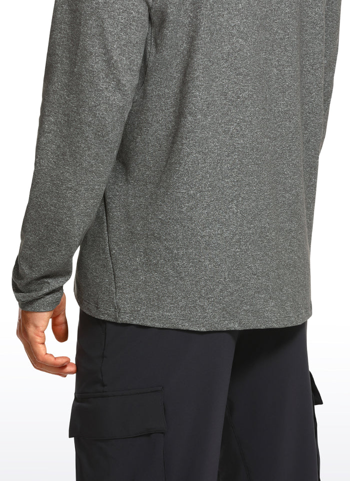 CRZ YOGA Men's Train Slim Fit Shirts Brushed Slim-Fit Long Sleeves Grey Heather