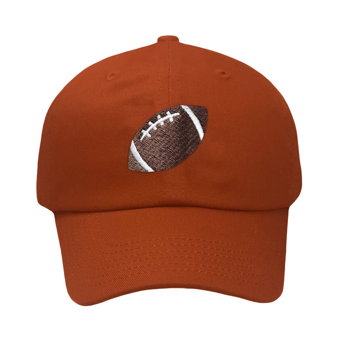 Burnt Orange Football Baseball Hat (Baby, Youth) - Wee Bee Baby Boutique