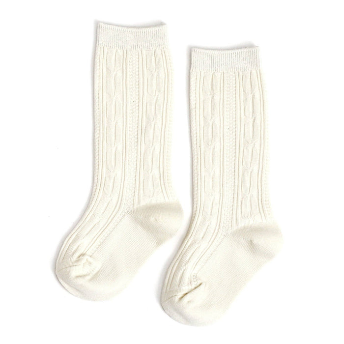Cable Knit Knee High Socks - Ivory - Wee Bee Baby Boutique