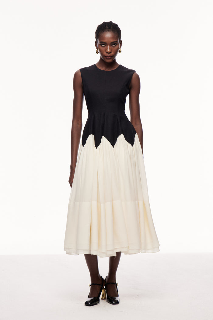 Ceres Ruffle Sleeveless Midi Dress
