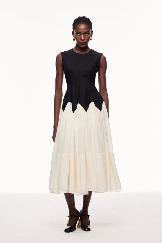 Ceres Ruffle Sleeveless Midi Dress