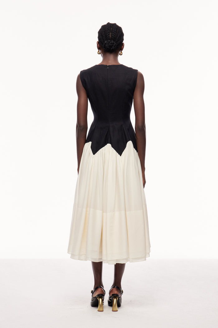 Ceres Ruffle Sleeveless Midi Dress
